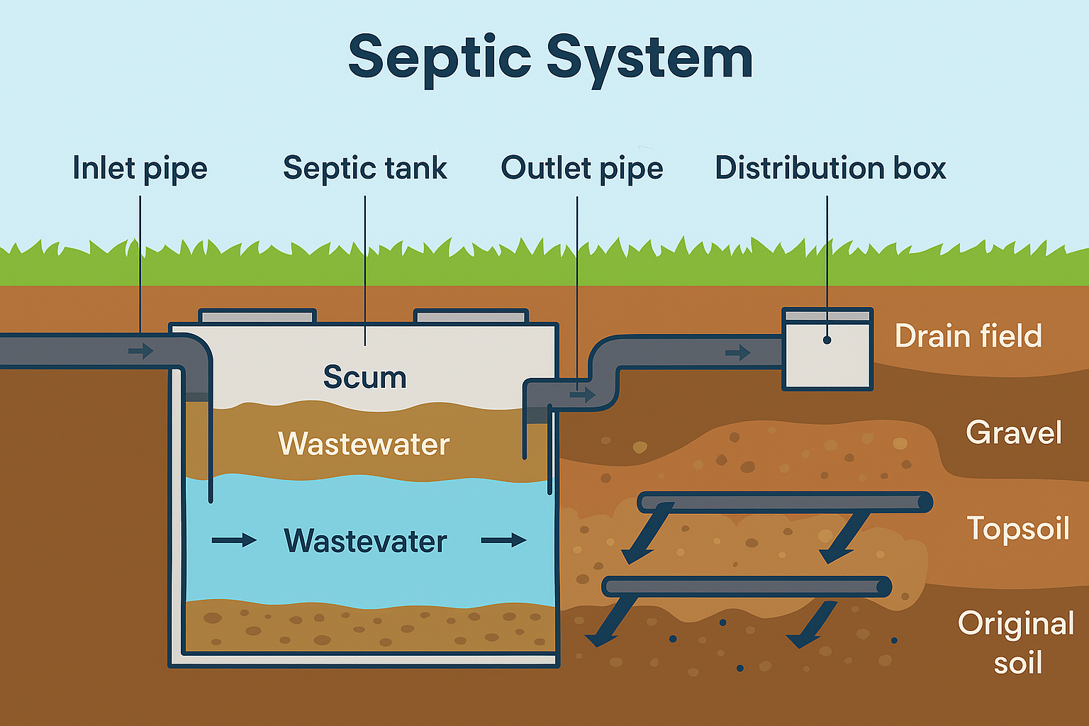 Septic system diagram showing components
